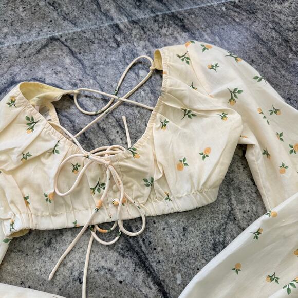 Princess Polly Violetta Yellow Floral Crop Top Cottage Fairy Spring Picnic - Picture 4 of 6